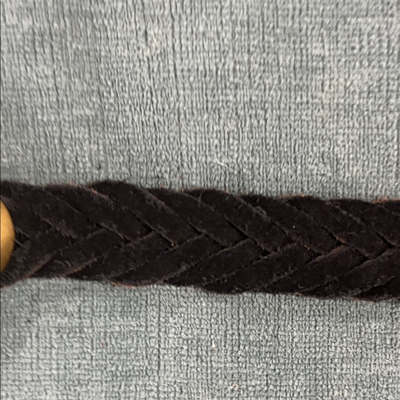 Women’s Suede Black Braided Belt with Gold Buckle - Picture 3 of 6